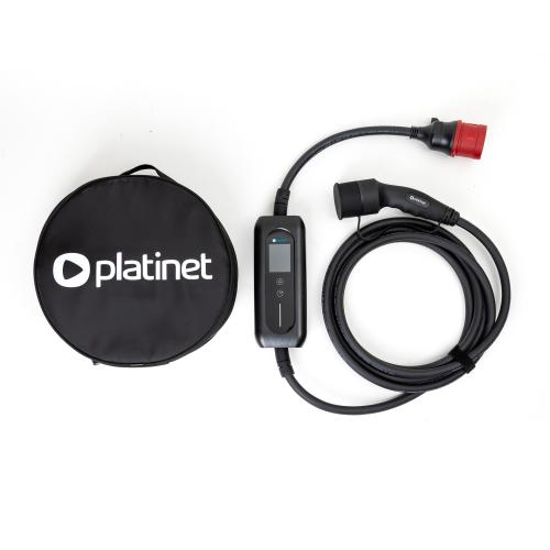 PLATINET EV PORTABLE CAR CHARGER  EV/PHEV AC TYPE 2 16A 11 KW CEE 5M LCD WIFI TUYA BLACK