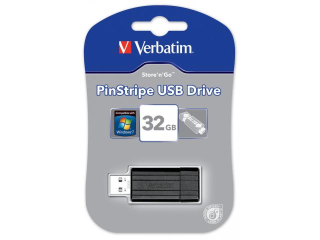 Stick memorie Verbatim Store 'n' Go PinStripe 32GB, USB 2.0, Black