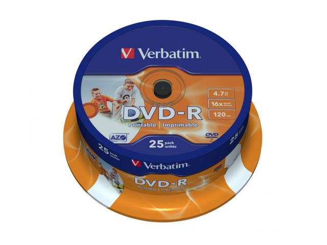 Verbatim  DVD-R 16X 4,7GB SPINDLE 25 WIDE PRINTAB